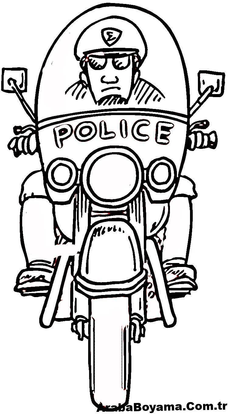 Polis Motosiklet Boyama