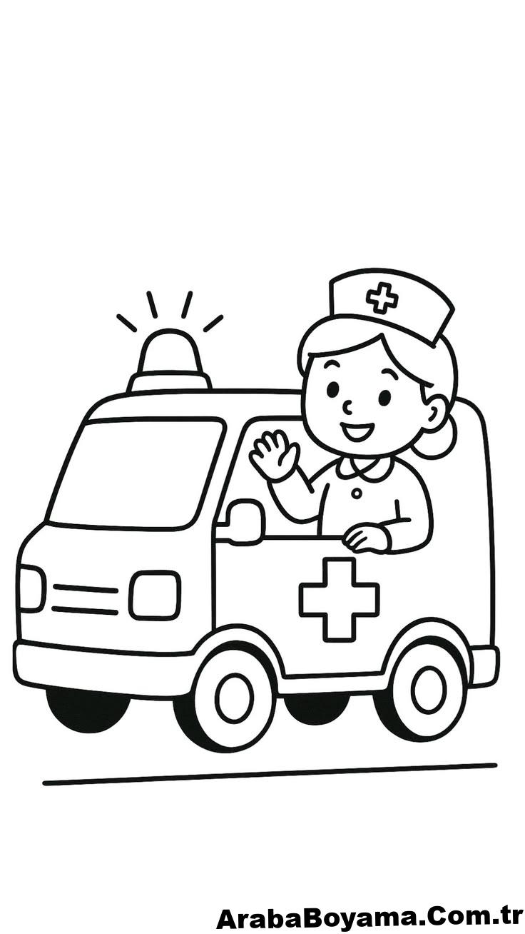 Ambulans Süren Hemşire Boyama