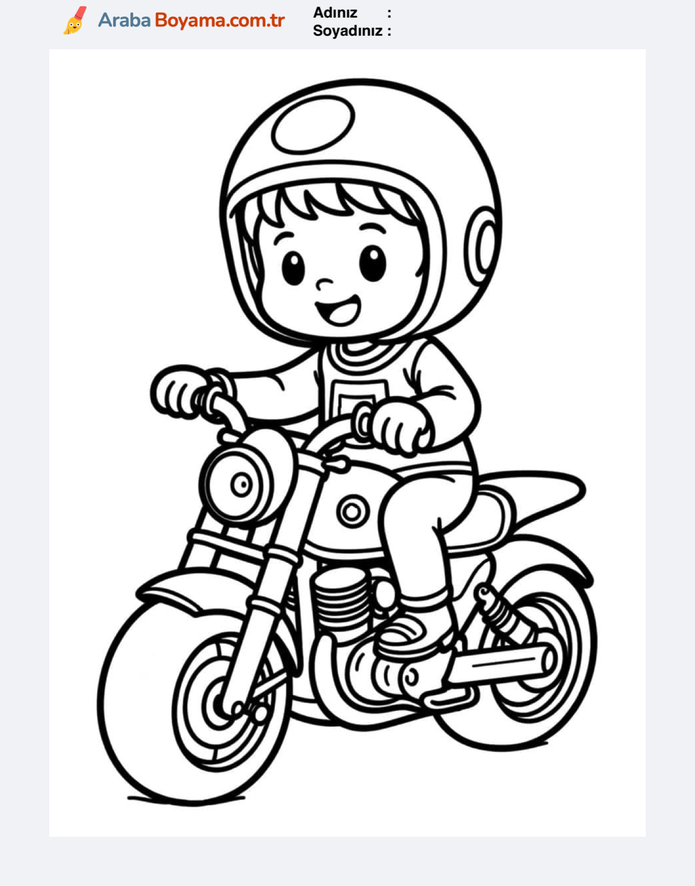 İlk Defa Motor Süren Çocuk Boyama