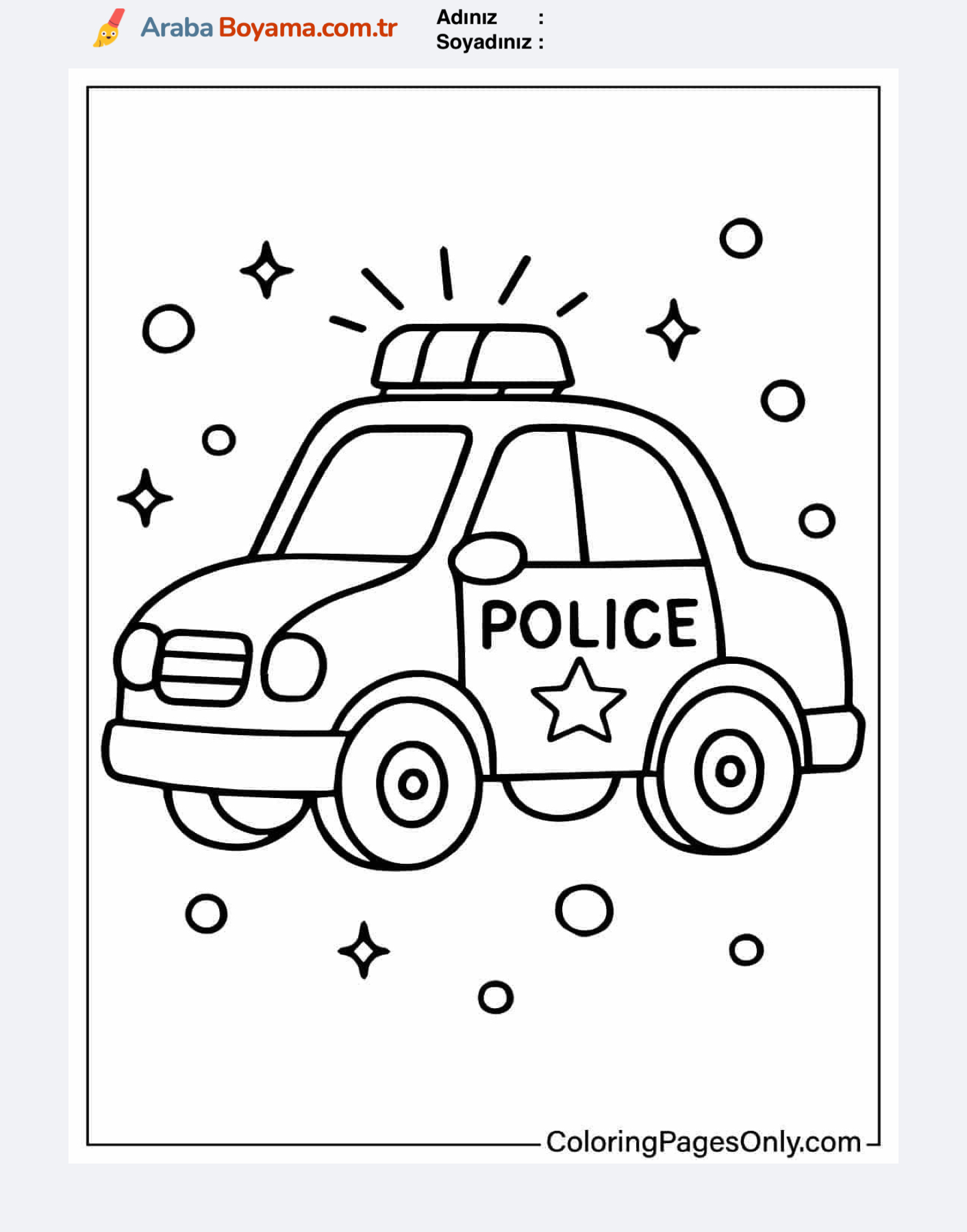 Eğlenceli Polis Arabası Boyama