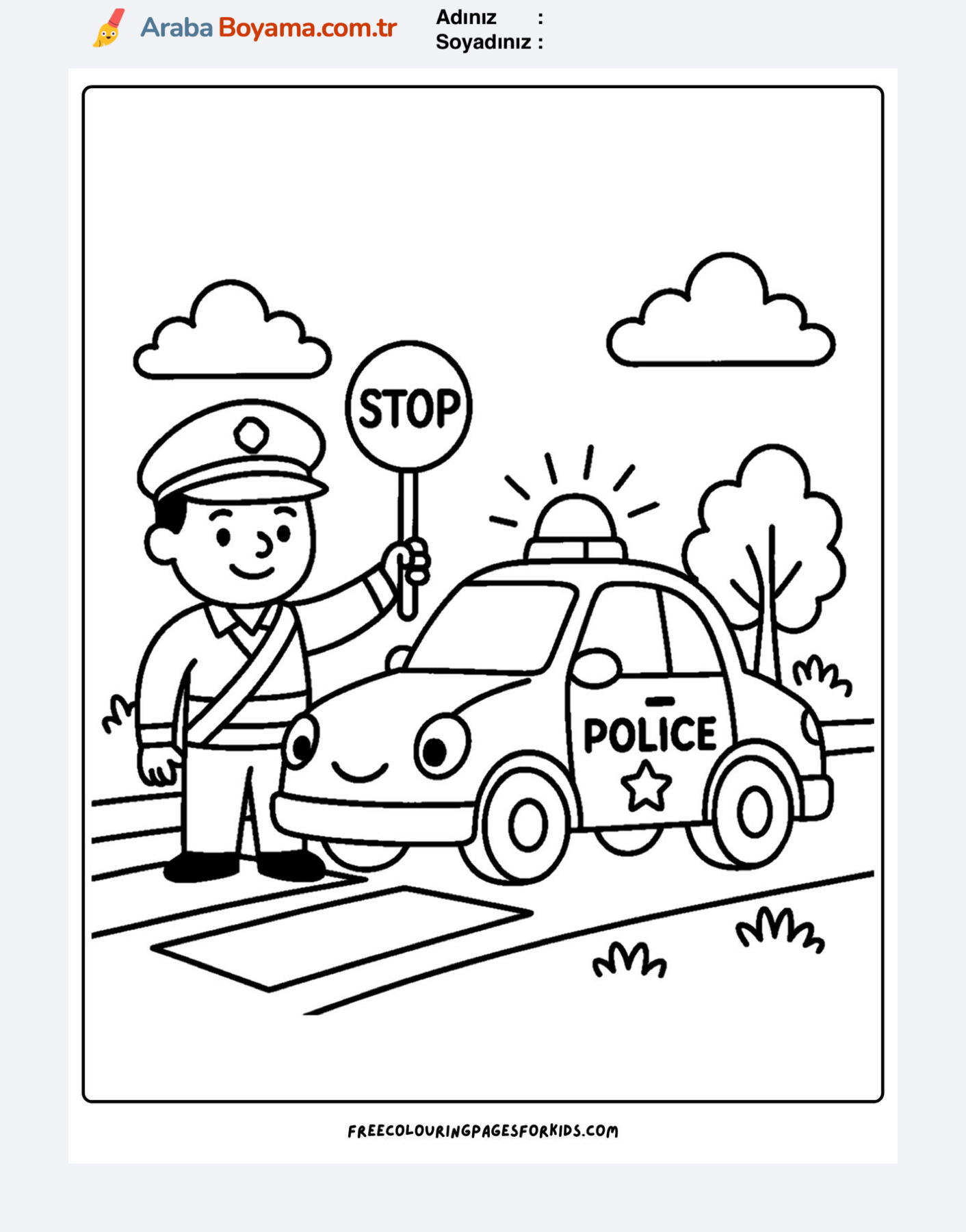 Polis Abi Arabası Boyama